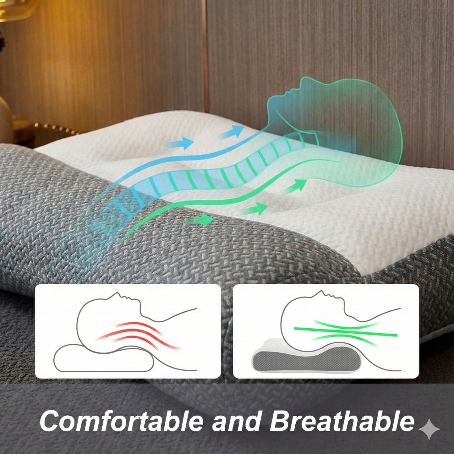 1 + 1 GRATIS | CONFORTSLEEP - La única almohada viscoelástica del mercado suporte para la curcatura del cuelo